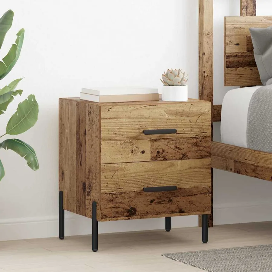 Cabinet de chevet avec tiroir Bois ancien 40 x 35 x 47,5 cm