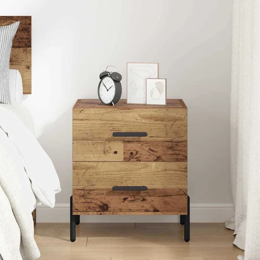 Cabinet de chevet avec tiroir Bois ancien 40 x 35 x 47,5 cm - 4