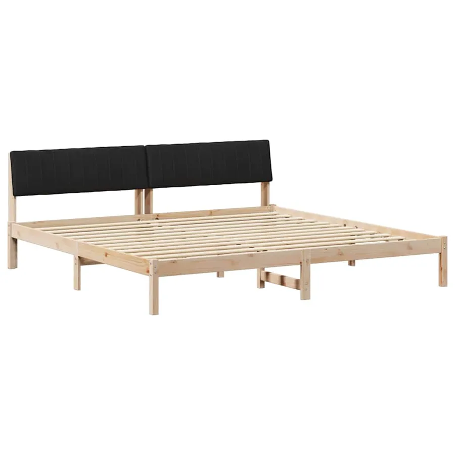 Cadre de lit Marron et noir 200 x 200 cm Bois massif en pin - 2