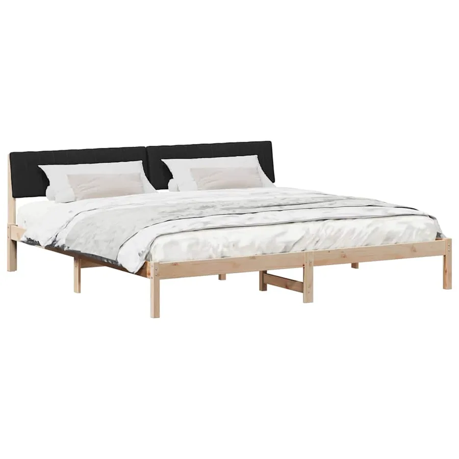 Cadre de lit Marron et noir 200 x 200 cm Bois massif en pin - 3