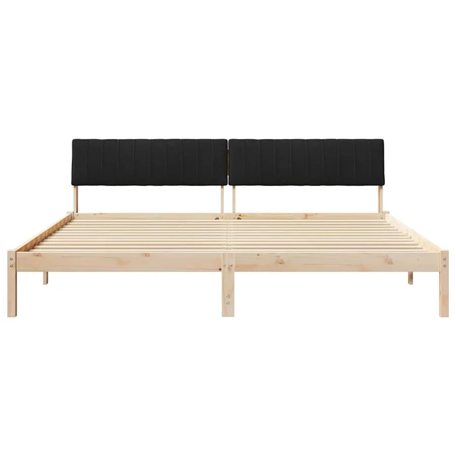 Cadre de lit Marron et noir 200 x 200 cm Bois massif en pin - 5