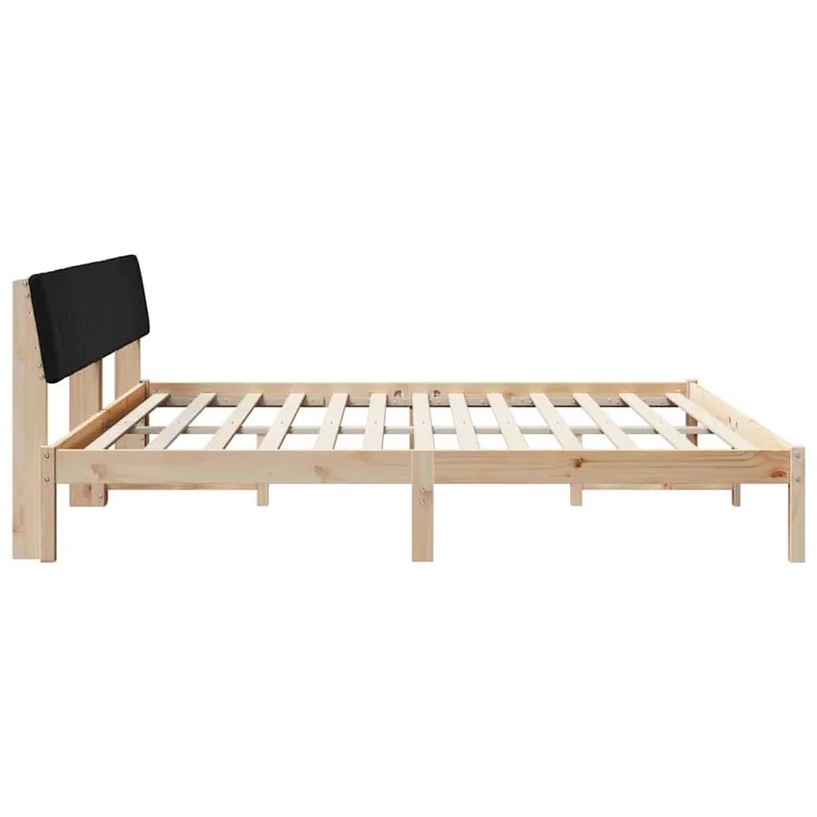 Cadre de lit Marron et noir 200 x 200 cm Bois massif en pin - 6