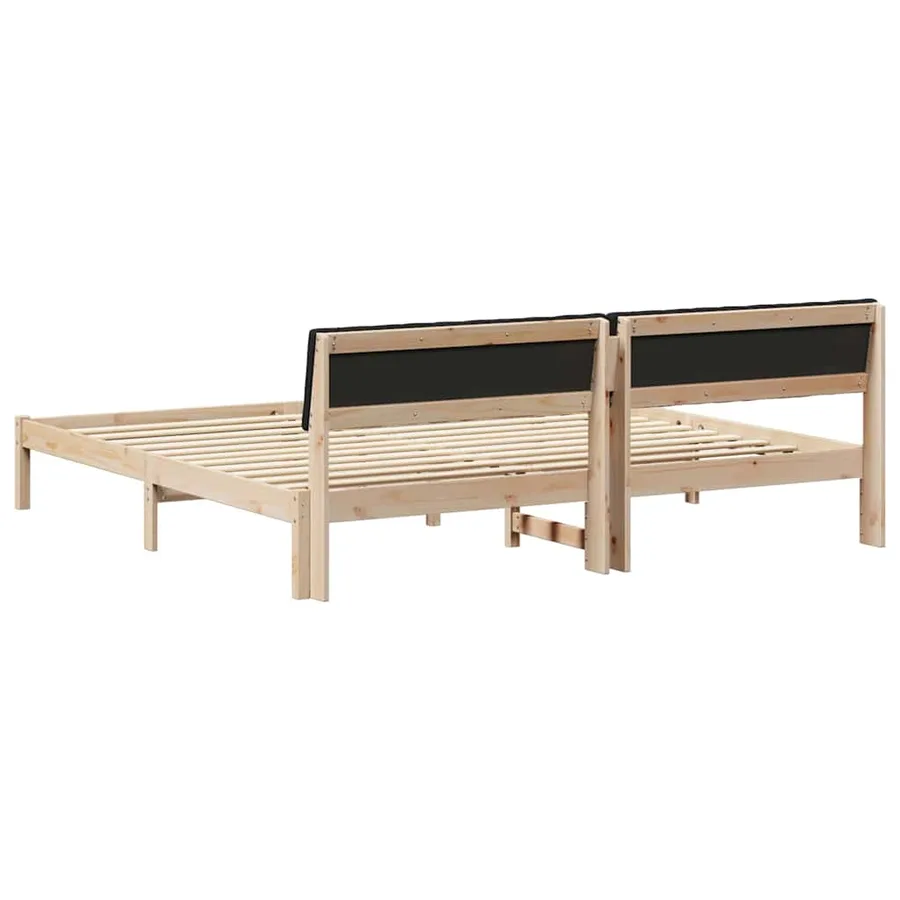 Cadre de lit Marron et noir 200 x 200 cm Bois massif en pin - 7