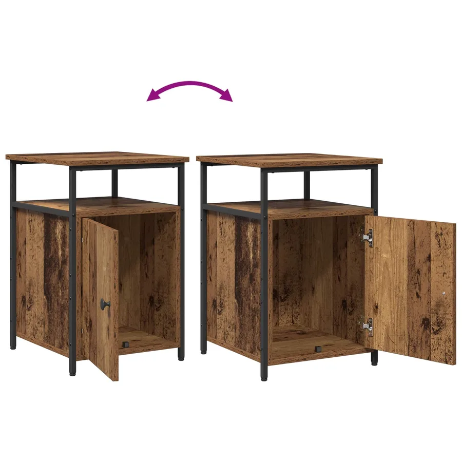 Cabinet de chevet avec tiroir Vieux bois Bois d'ingénierie - 8