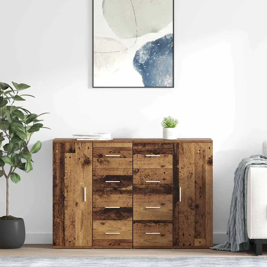 Buffets avec tiroir Corona 2 pcs Bois Ancien 59 x 39 x 80 cm