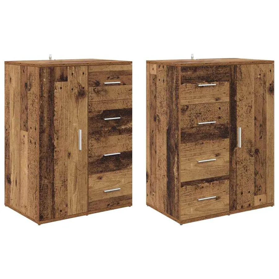 Buffets avec tiroir Corona 2 pcs Bois Ancien 59 x 39 x 80 cm - 2