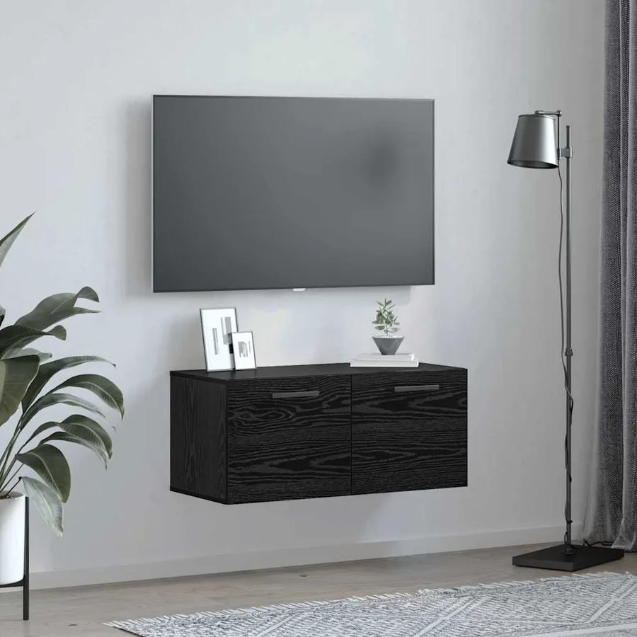 Meuble mural Chêne noir 80 x 36.5 x 35 cm Bois d'ingénierie - 4