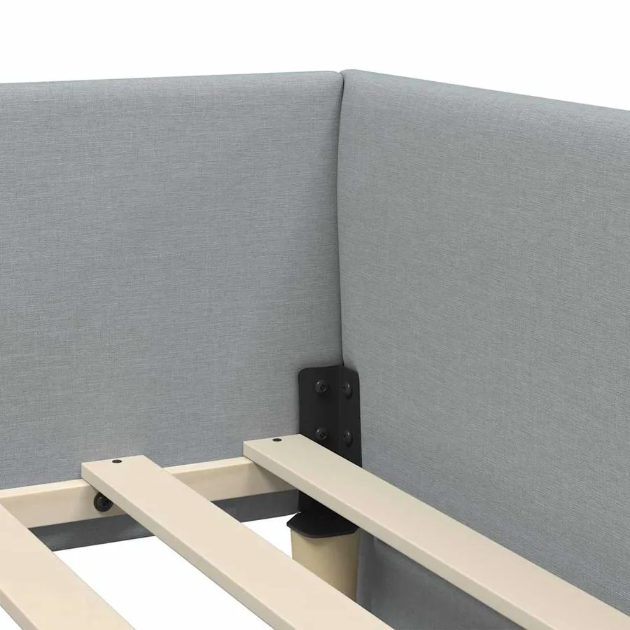 Cadre de lit d'angle avec matelas 2 pcs Gris clair tissu - 10