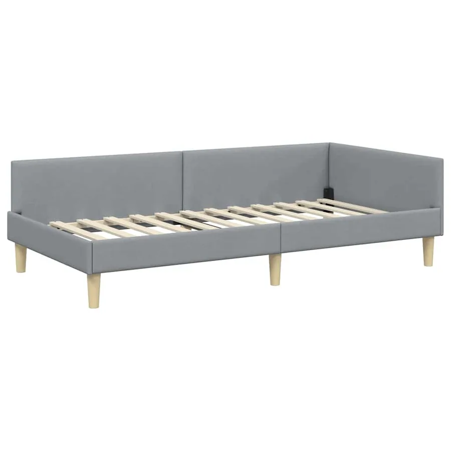 Cadre de lit d'angle avec matelas 2 pcs Gris clair tissu - 6