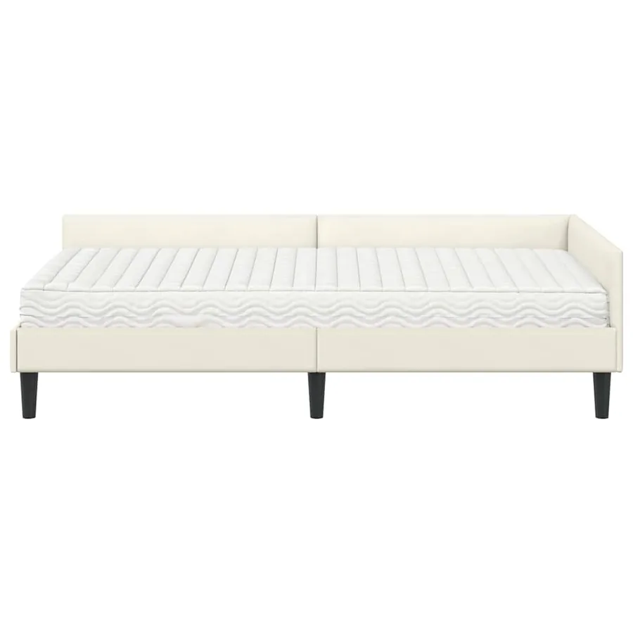 Cadre de lit d'angle avec matelas Autre 2 pcs Crème Velours - 5