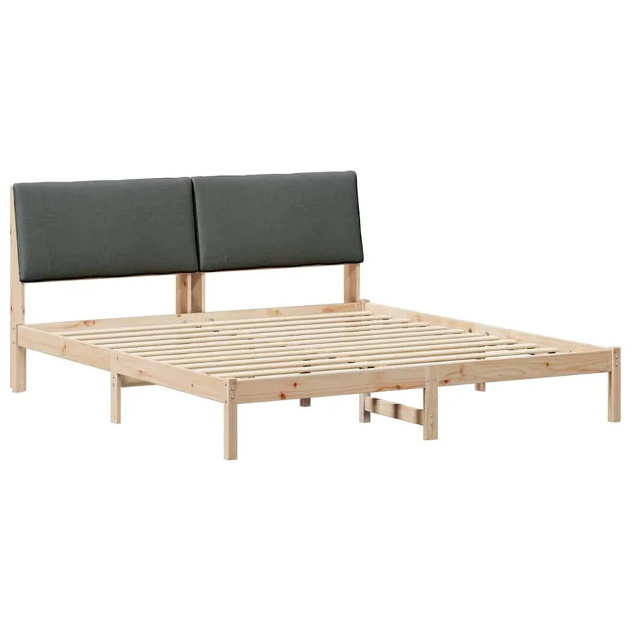 Cadre de lit avec tête de lit marron et gris foncé 200 x 200 cm - 2