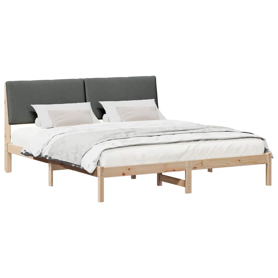Cadre de lit avec tête de lit marron et gris foncé 200 x 200 cm - 3