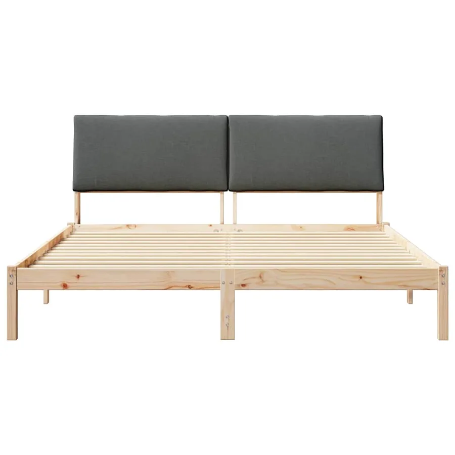 Cadre de lit avec tête de lit marron et gris foncé 200 x 200 cm - 5