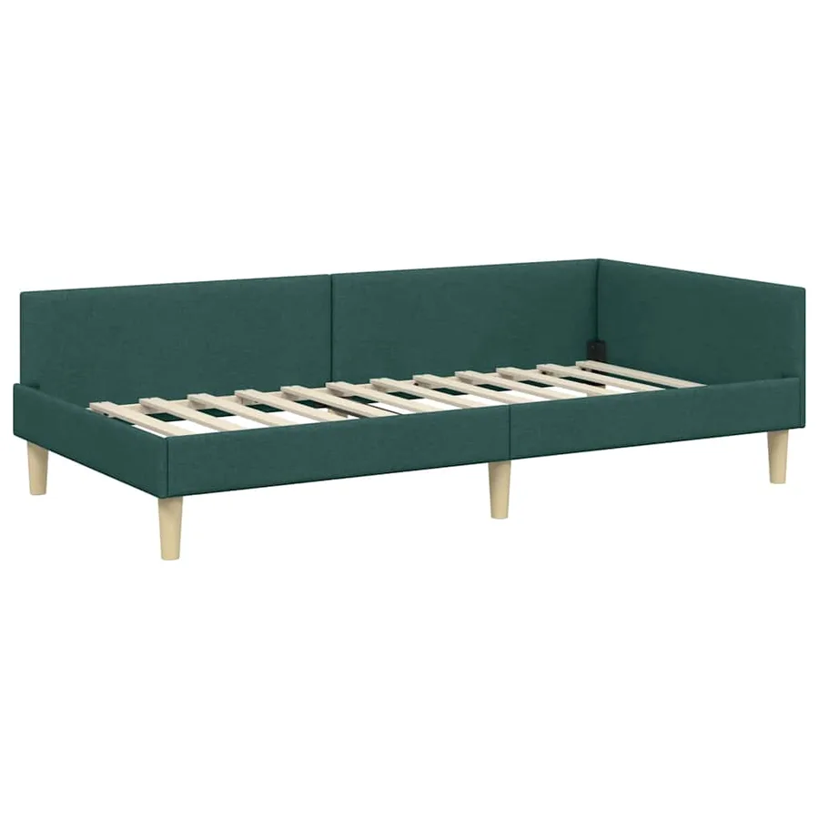 Cadre de lit d'angle Vert foncé 80 x 200 cm tissu - 4