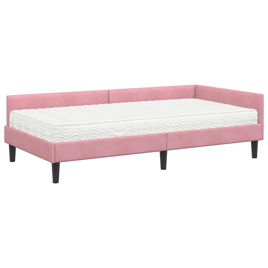 Cadre de lit d'angle avec matelas Autre 2 pcs Gris Velours - 4