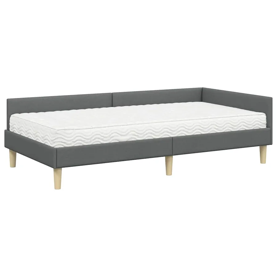 Cadre de lit d'angle avec matelas avec matelas 2 pcs Gris tissu - 4