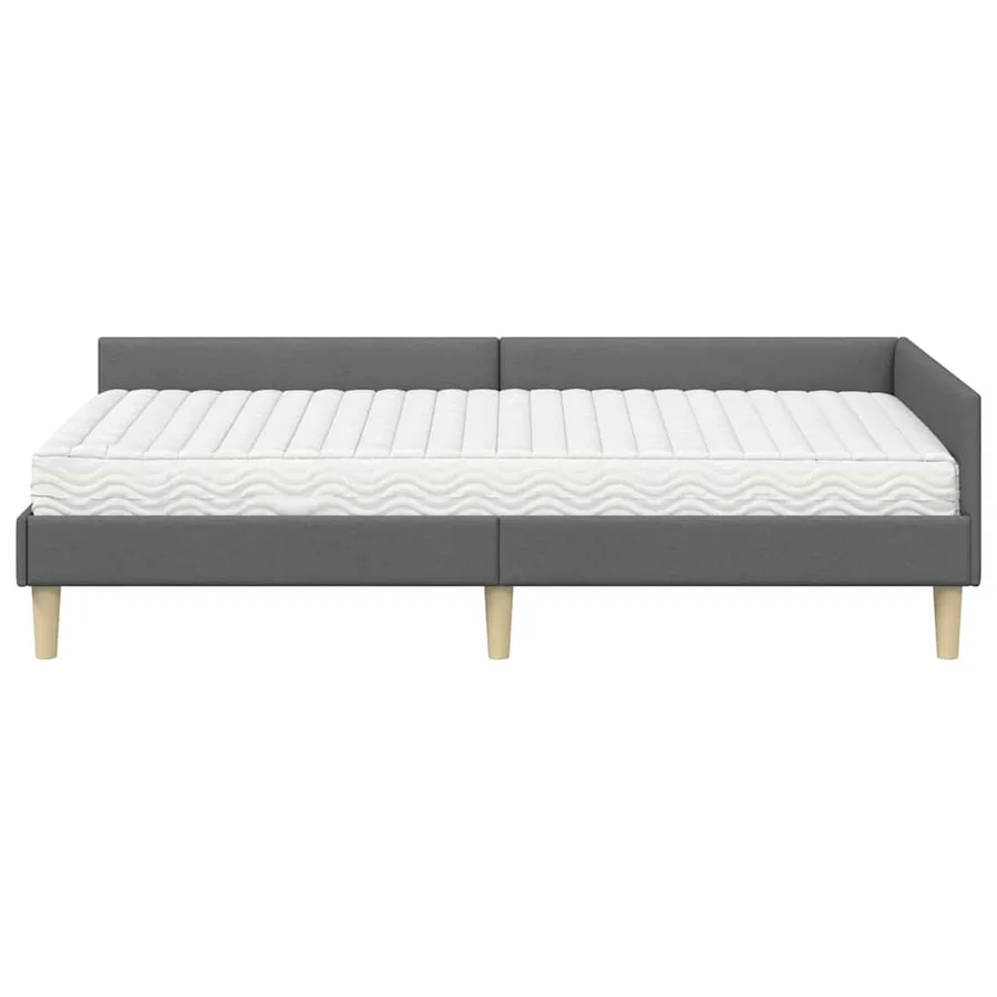 Cadre de lit d'angle avec matelas avec matelas 2 pcs Gris tissu - 5