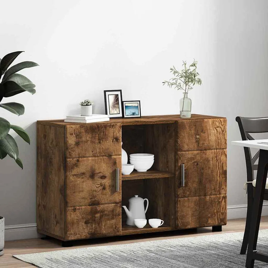 Buffet avec étagère FLORIN Chêne fumé 88,5 x 30,5 x 55,5 cm - 4
