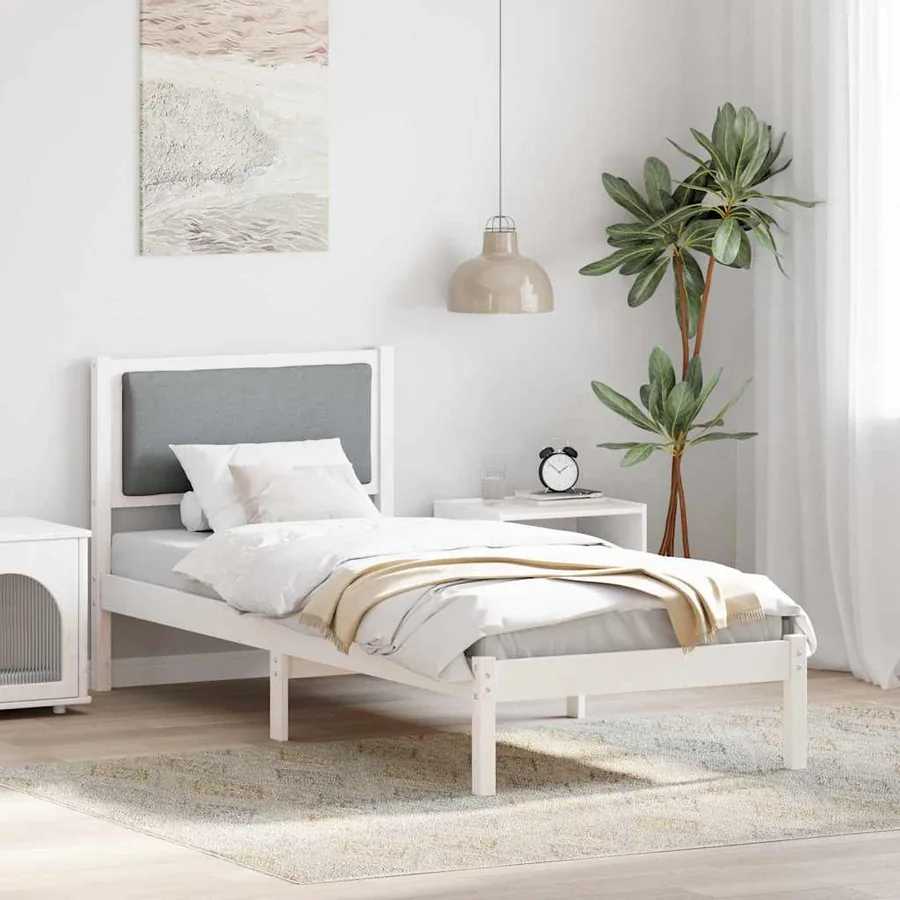 Cadre de lit avec tête de lit Gris clair 80 x 200 cm Pin massif