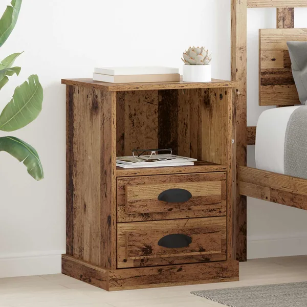 Cabinet de chevet avec tiroir 2 pcs Bois ancien 36 x 43 x 60 cm