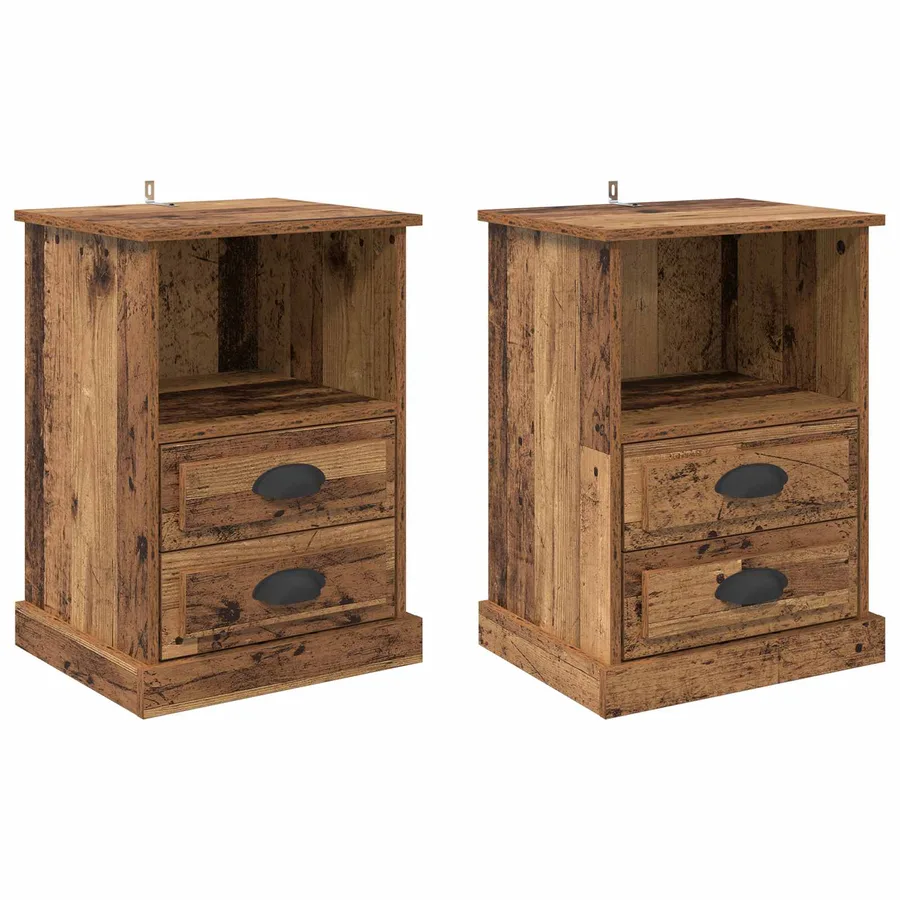 Cabinet de chevet avec tiroir 2 pcs Bois ancien 36 x 43 x 60 cm - 2