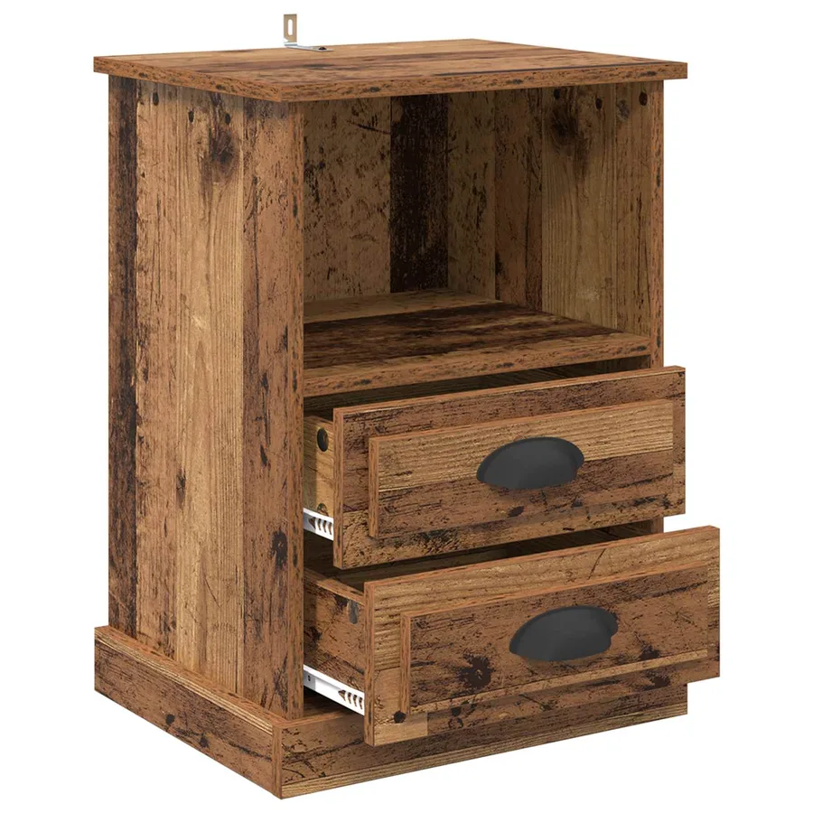 Cabinet de chevet avec tiroir 2 pcs Bois ancien 36 x 43 x 60 cm - 5