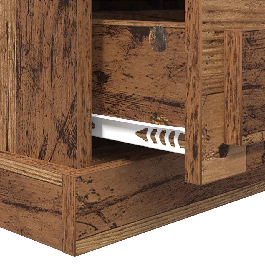 Cabinet de chevet avec tiroir 2 pcs Bois ancien 36 x 43 x 60 cm - 8