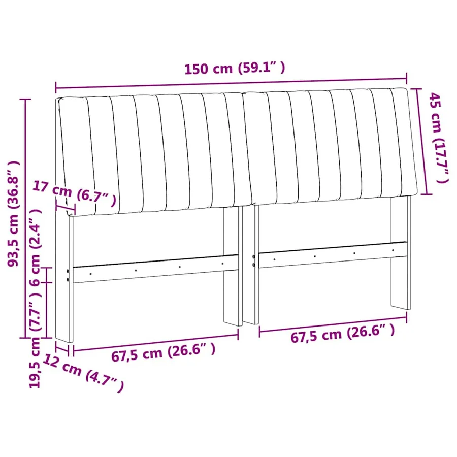 Tête de lit capitonnée Gris clair 150 cm Pin massif - 11