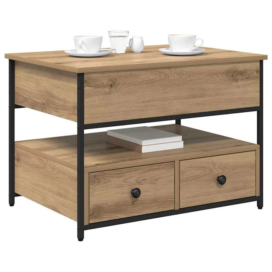 Table basse Chêne artisanal 70 x 50 x 54.5 cm Bois d'ingénierie - 3