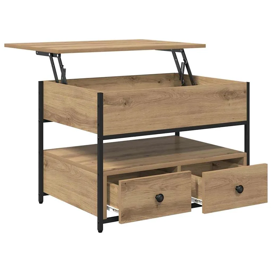 Table basse Chêne artisanal 70 x 50 x 54.5 cm Bois d'ingénierie - 5