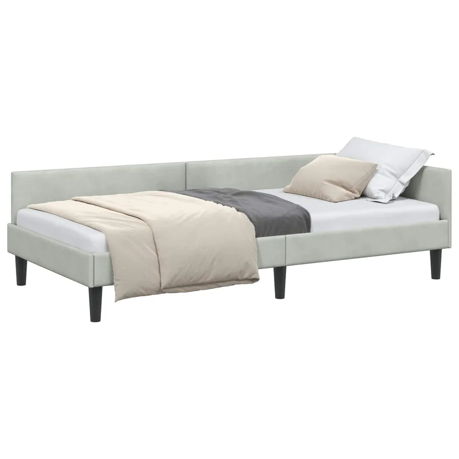 Cadre de lit d'angle Gris clair 100 cm x 200 cm Velours - 2