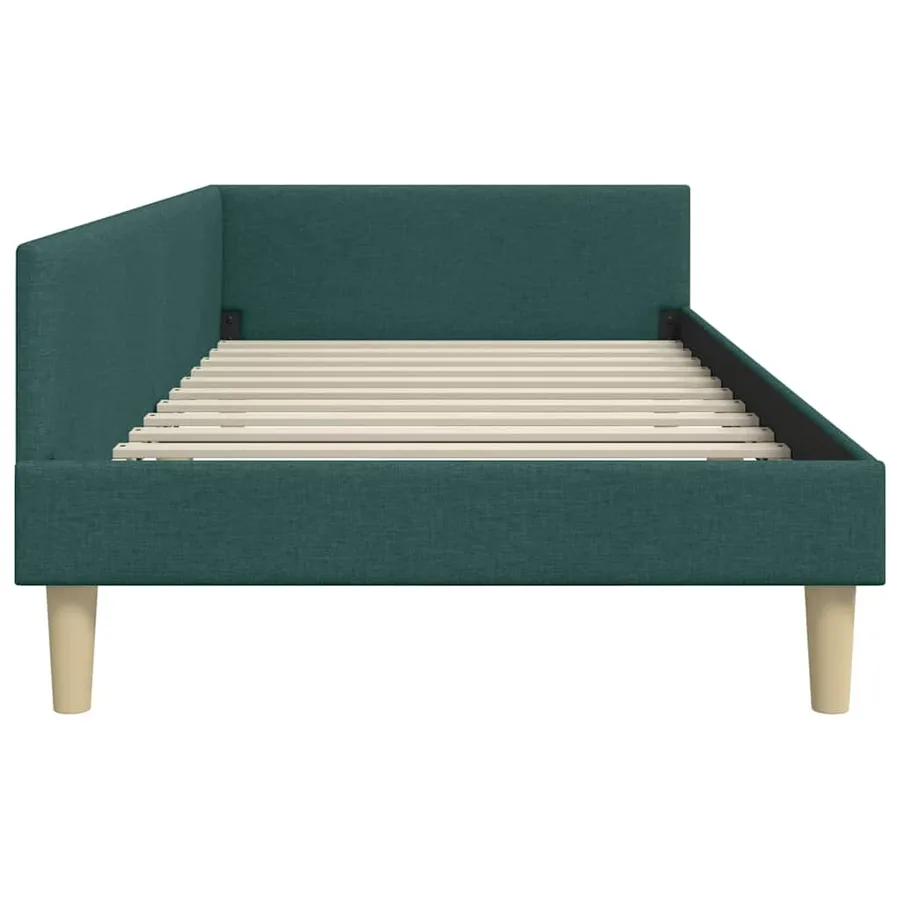 Cadre de lit d'angle Vert foncé 90 x 190 cm tissu - 6