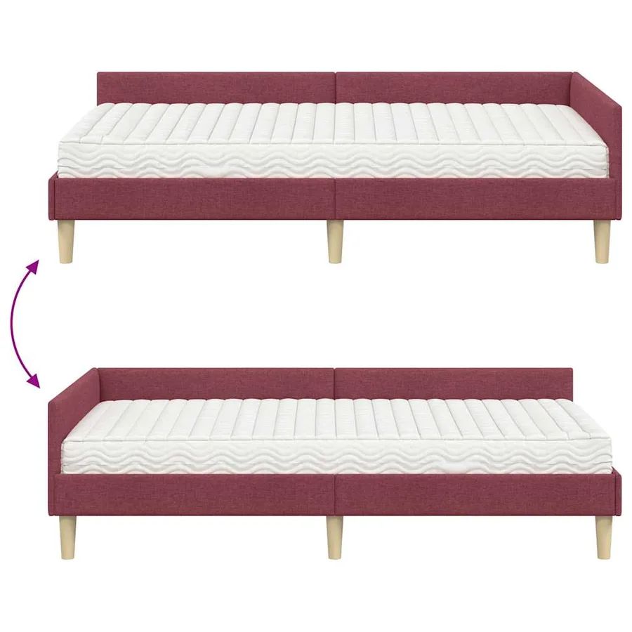 Cadre de lit d'angle avec matelas avec matelas 2 pcs Gris tissu - 12