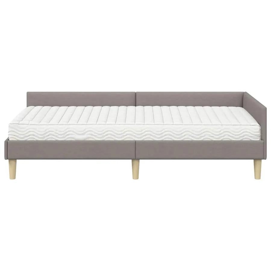 Cadre de lit d'angle avec matelas 2 pcs Taupe tissu - 5