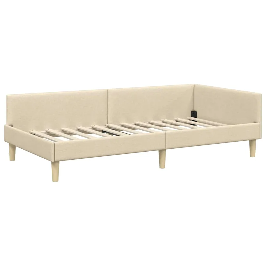 Cadre de lit d'angle Crème 80 x 200 cm tissu - 4