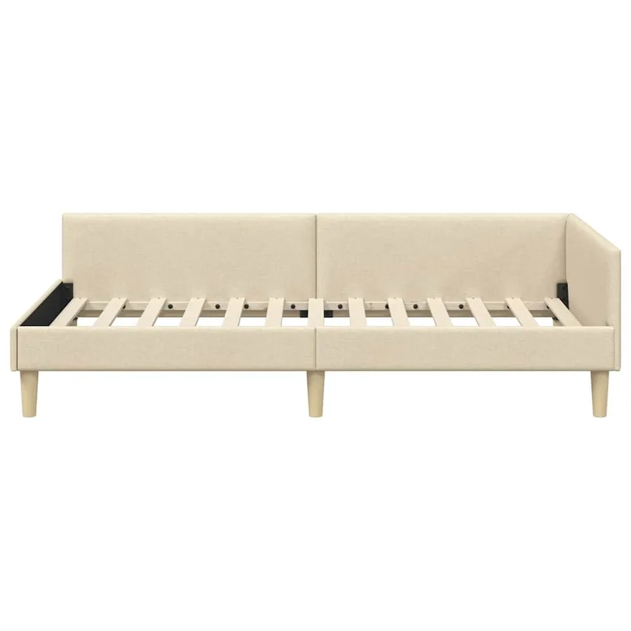 Cadre de lit d'angle Crème 80 x 200 cm tissu - 5