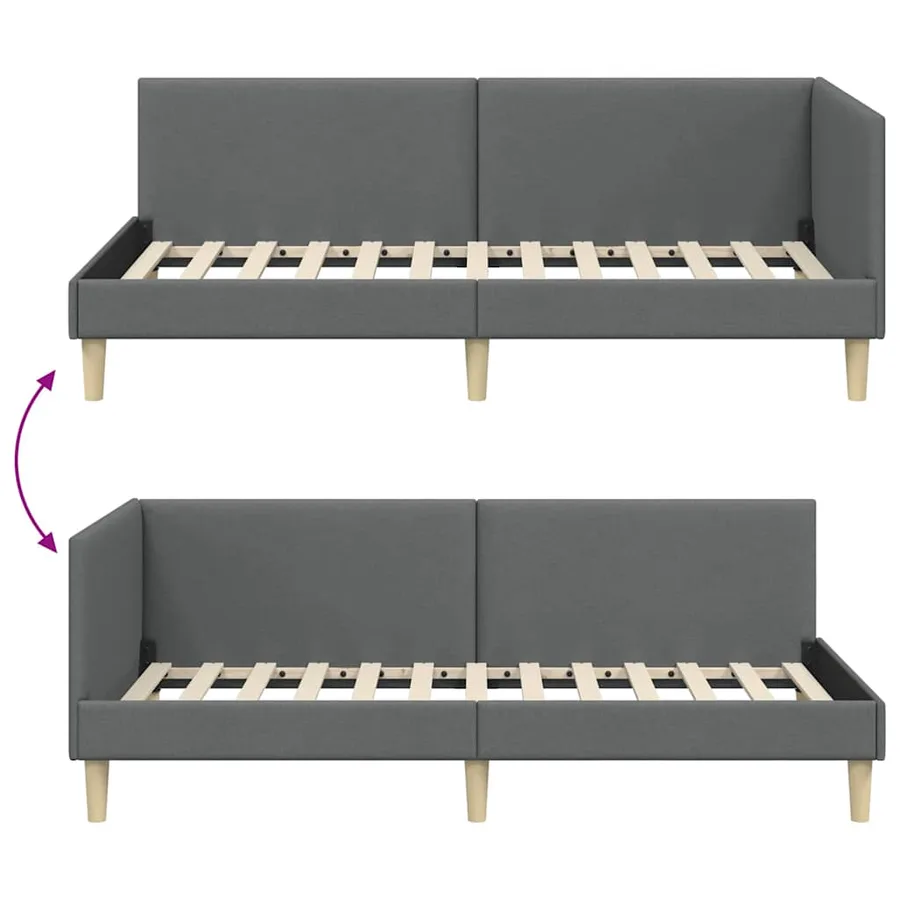 Cadre de lit d'angle Gris foncé 100 cm x 200 cm - 9