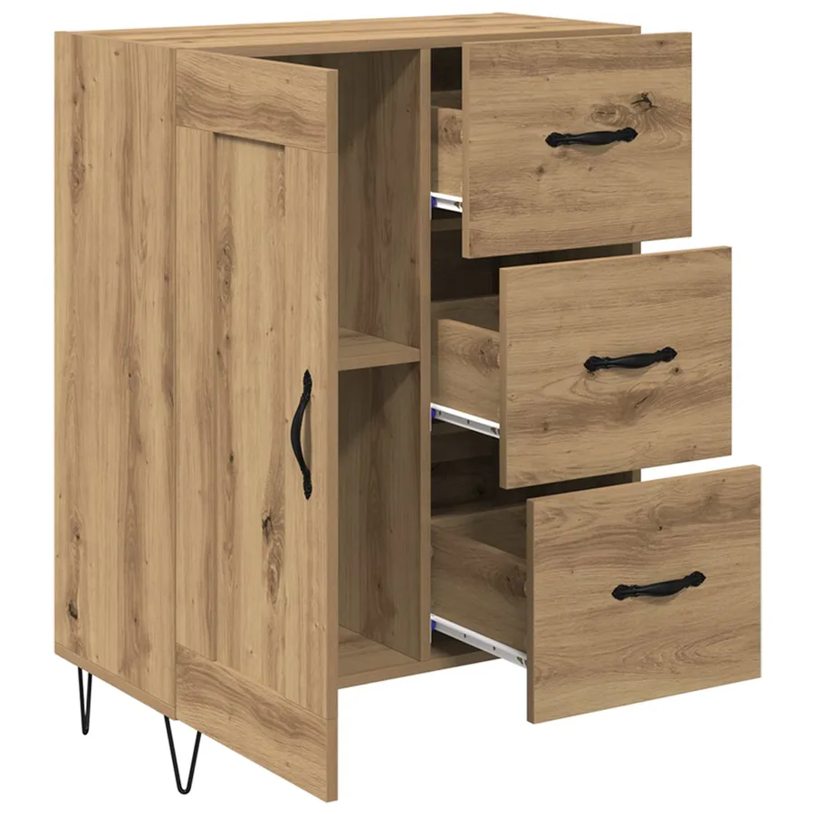 Buffet Chêne Artisanal 69,5 x 34 x 90 cm Bois d’ingénierie - 5