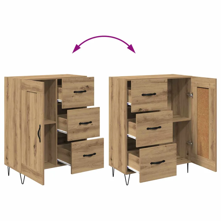 Buffet Chêne Artisanal 69,5 x 34 x 90 cm Bois d’ingénierie - 8