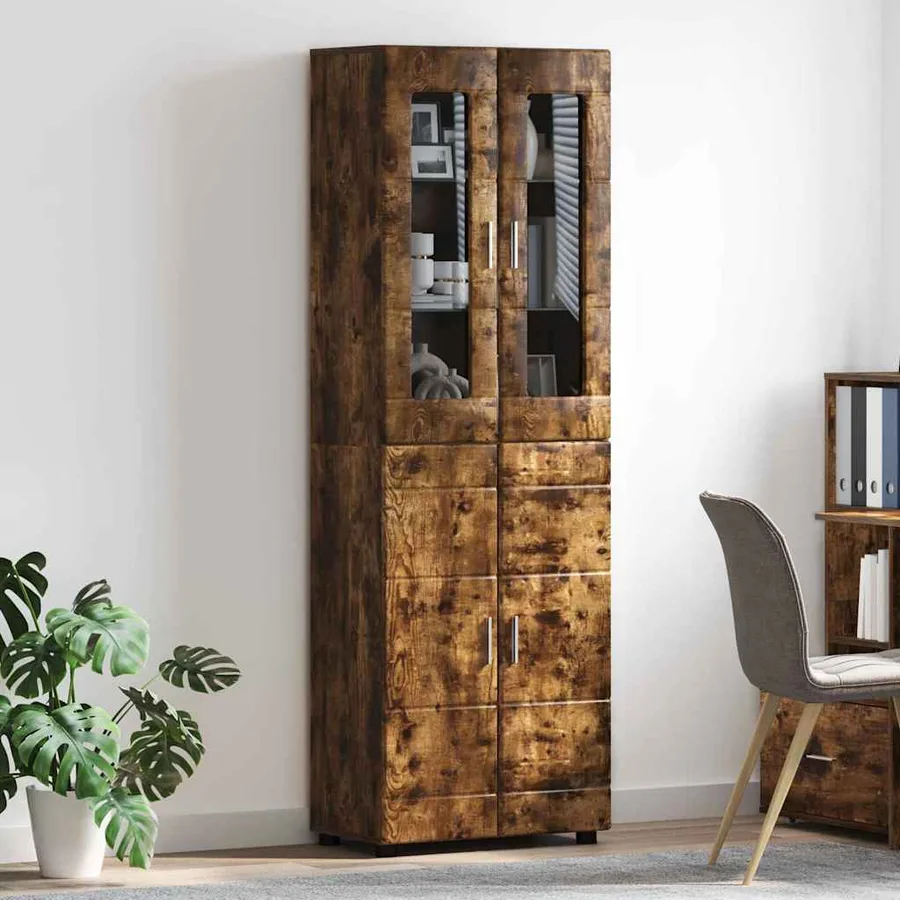Haut Armoire avec étagère FLORIN Chêne fumé 60 x 35 x 182 cm - 4
