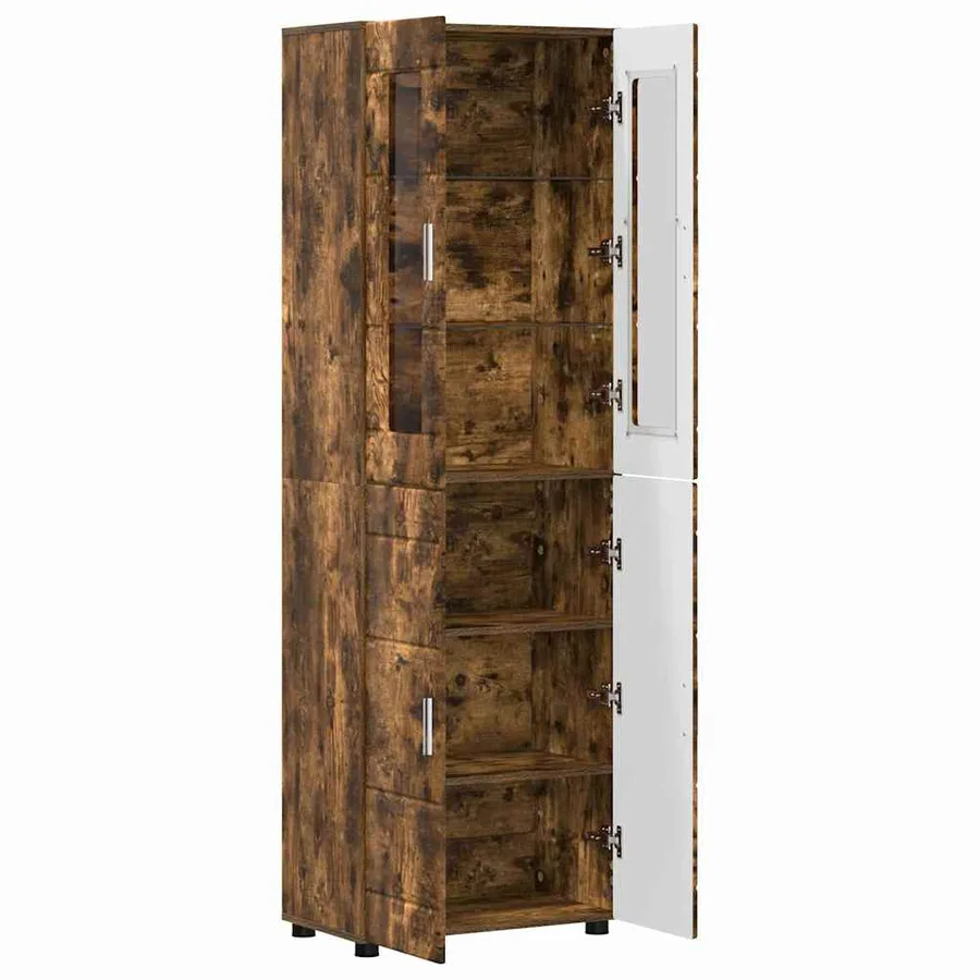 Haut Armoire avec étagère FLORIN Chêne fumé 60 x 35 x 182 cm - 5