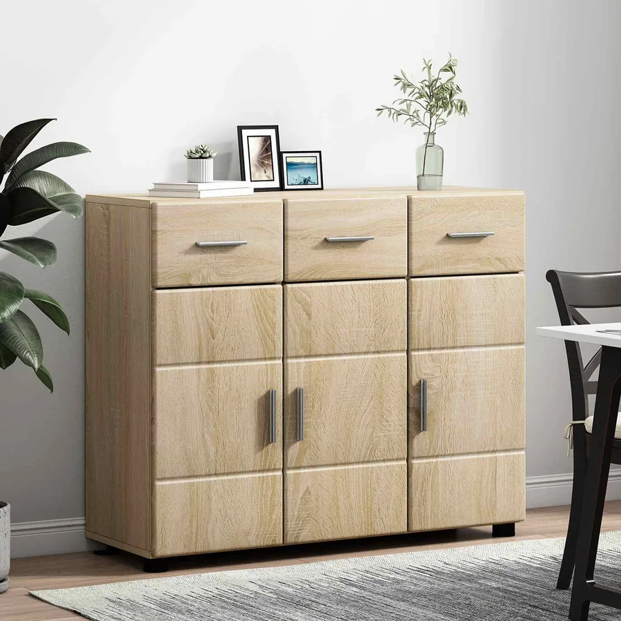 Buffet avec étagère FLORIN Chêne Sonoma 88,5 x 30,5 x 73 cm - 4