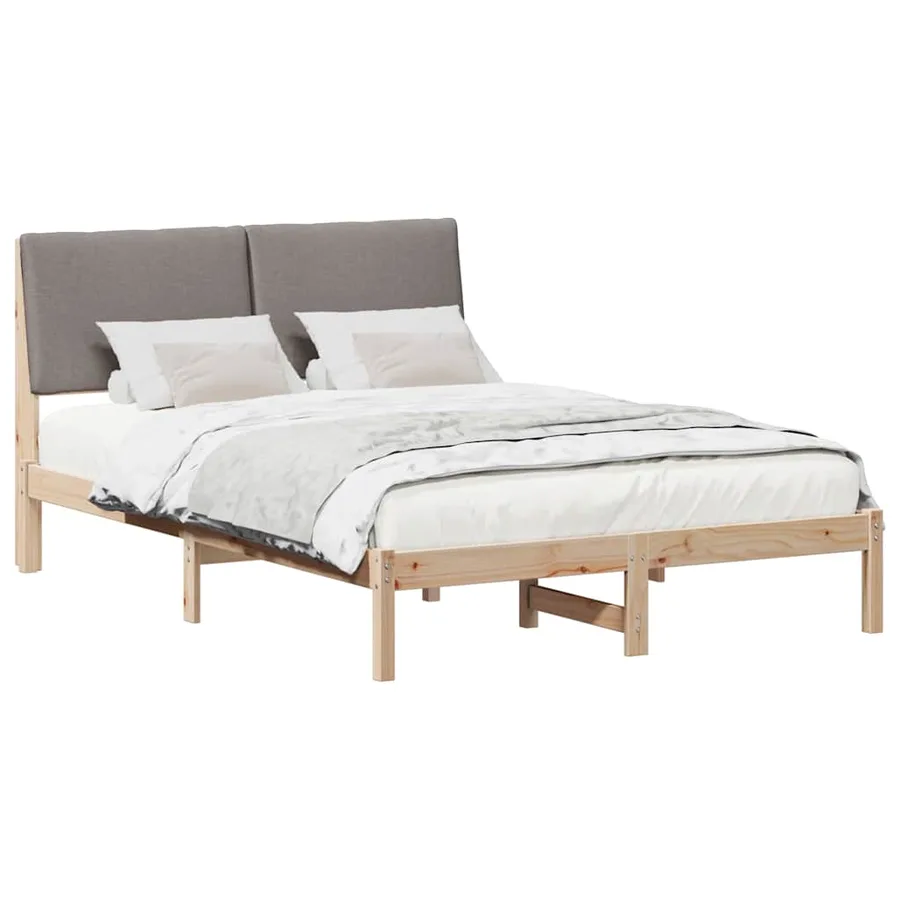 Cadre de lit Marron et taupe 160 x 200 cm Bois massif en pin - 3