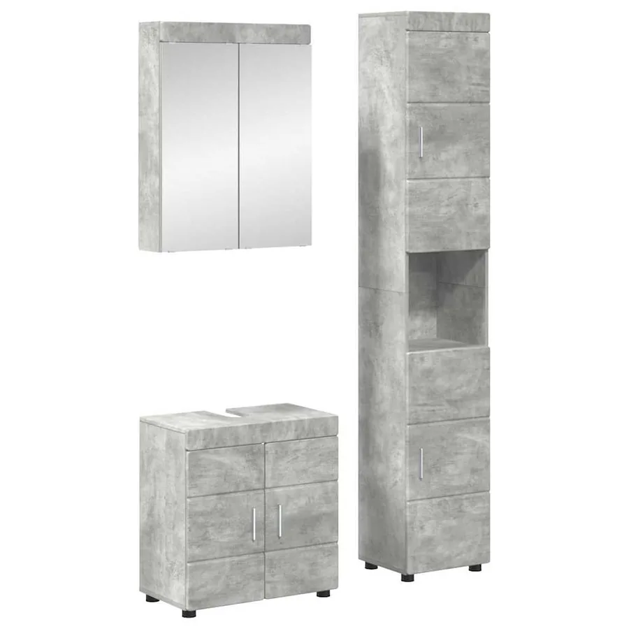 Ensemble de mobilier de salle de bain TULUM 3 pcs Gris béton