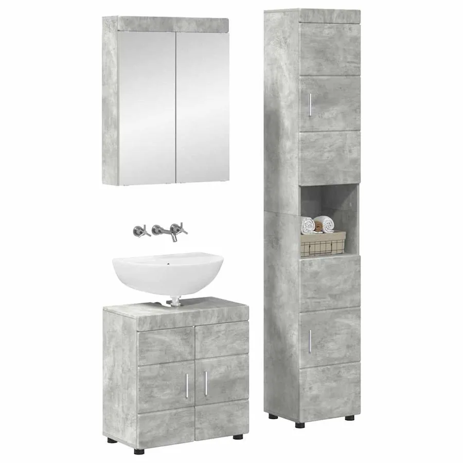 Ensemble de mobilier de salle de bain TULUM 3 pcs Gris béton - 2