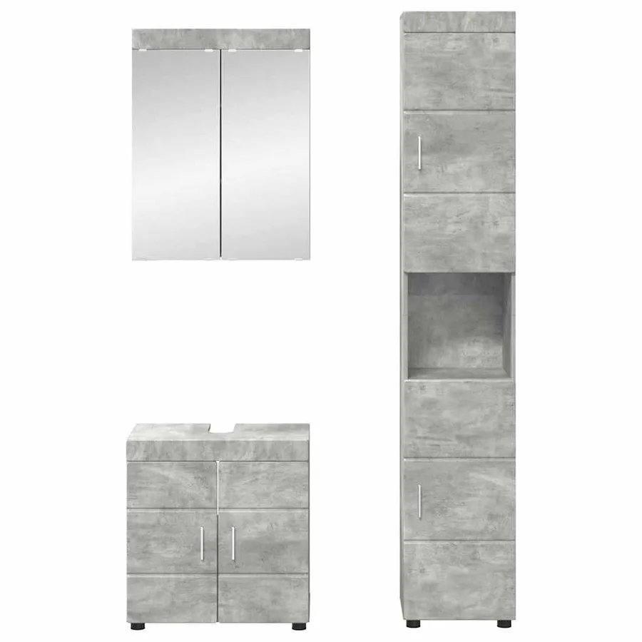 Ensemble de mobilier de salle de bain TULUM 3 pcs Gris béton - 3