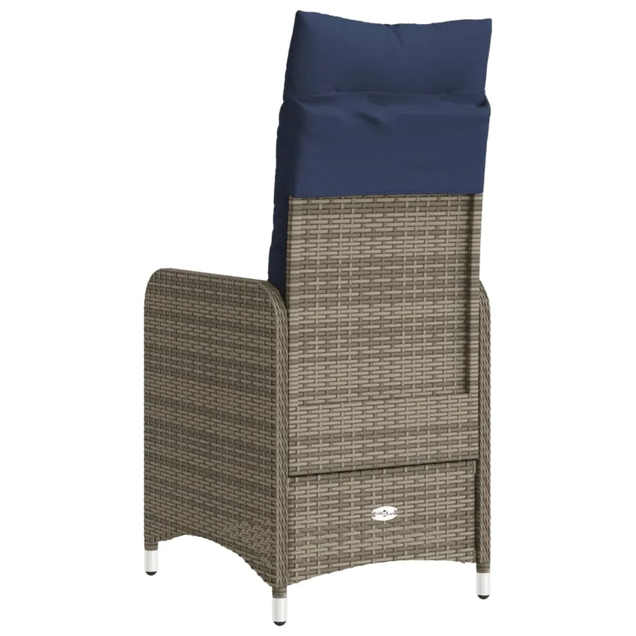Lot de 2 chaises de jardin inclinables avec coussins en résine tressée grise - 6