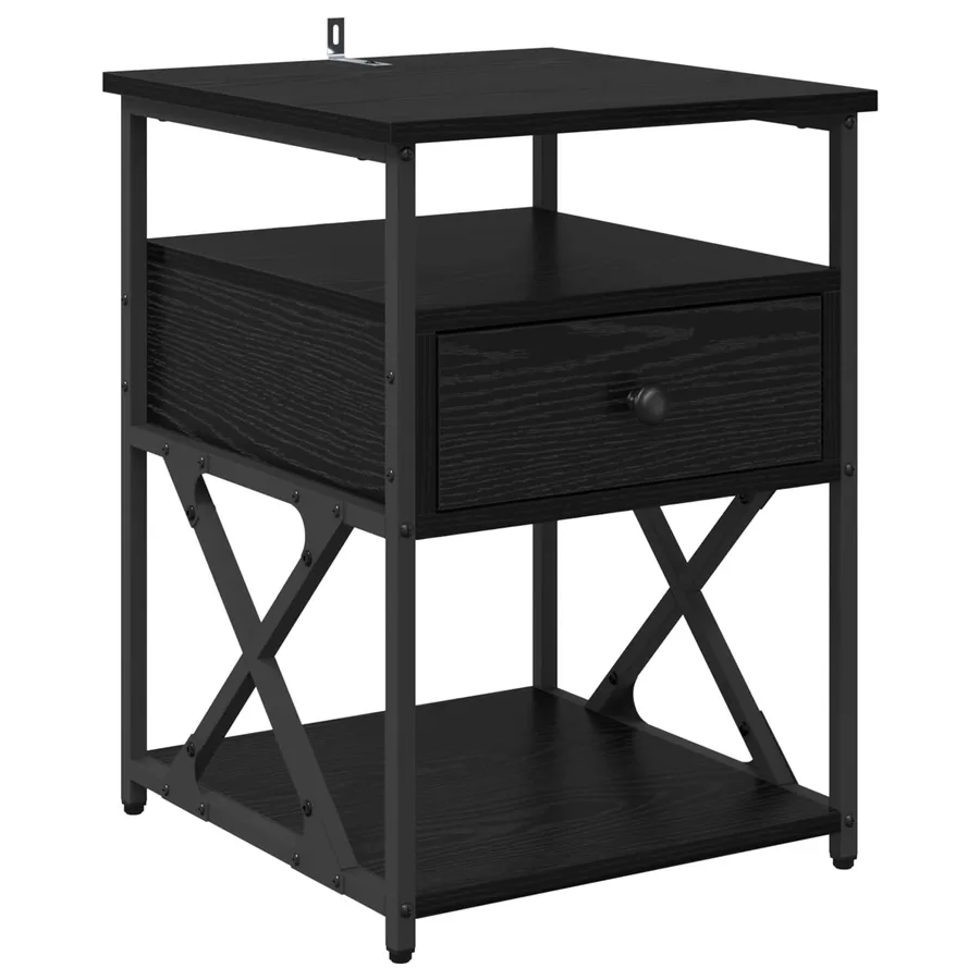 Cabinet de chevet Chêne noir 40 x 42 x 55 cm Bois d'ingénierie - 2