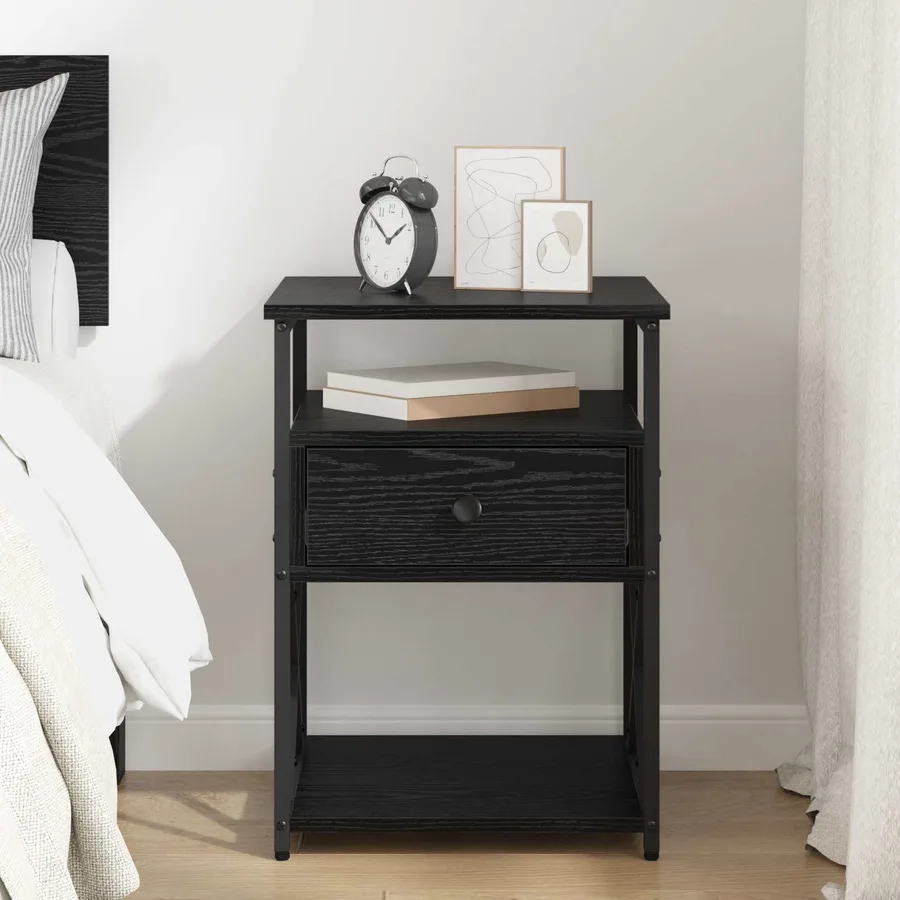 Cabinet de chevet Chêne noir 40 x 42 x 55 cm Bois d'ingénierie - 4