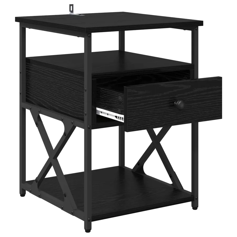 Cabinet de chevet Chêne noir 40 x 42 x 55 cm Bois d'ingénierie - 5